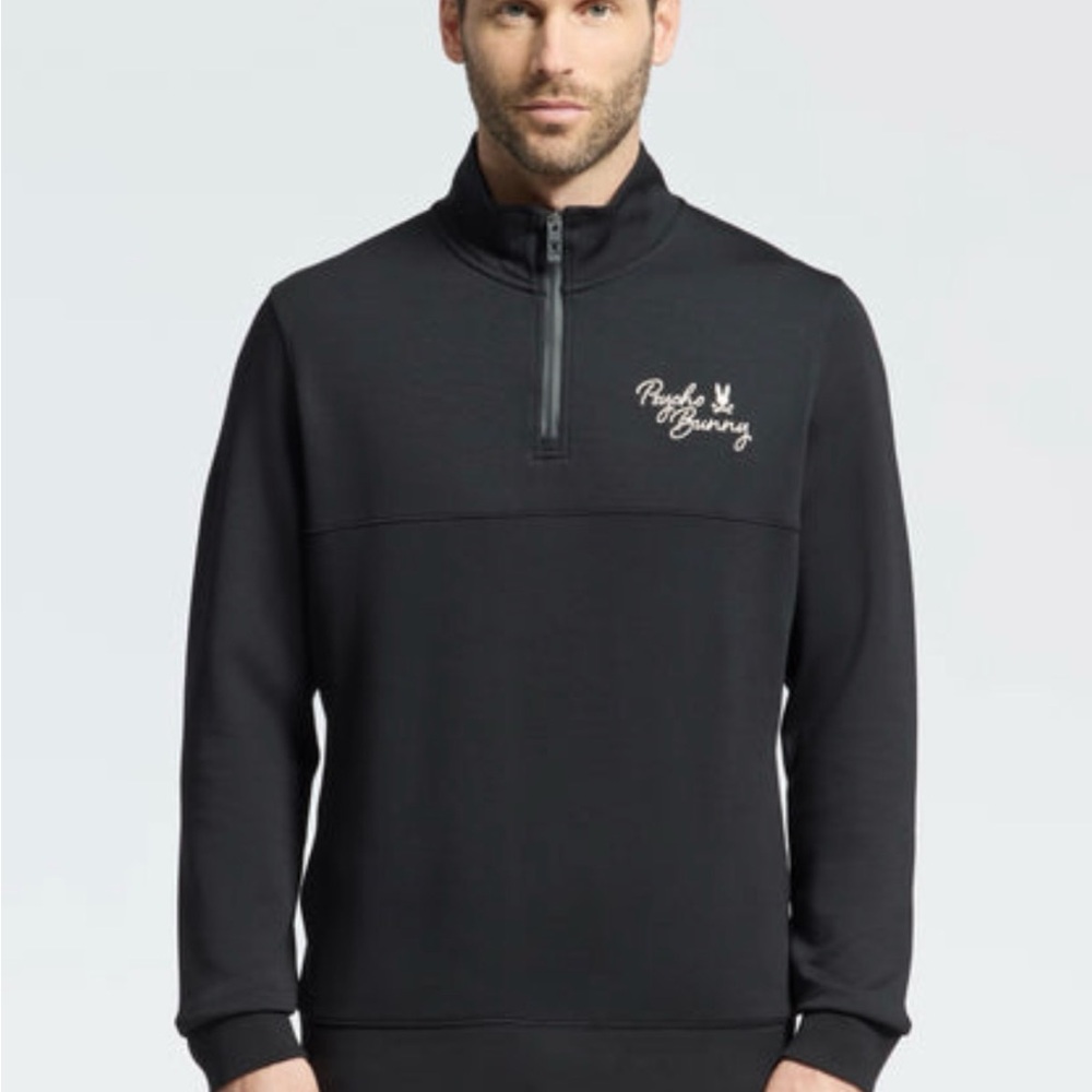 NWT- Psycho Bunny Black Zip-Up shirt